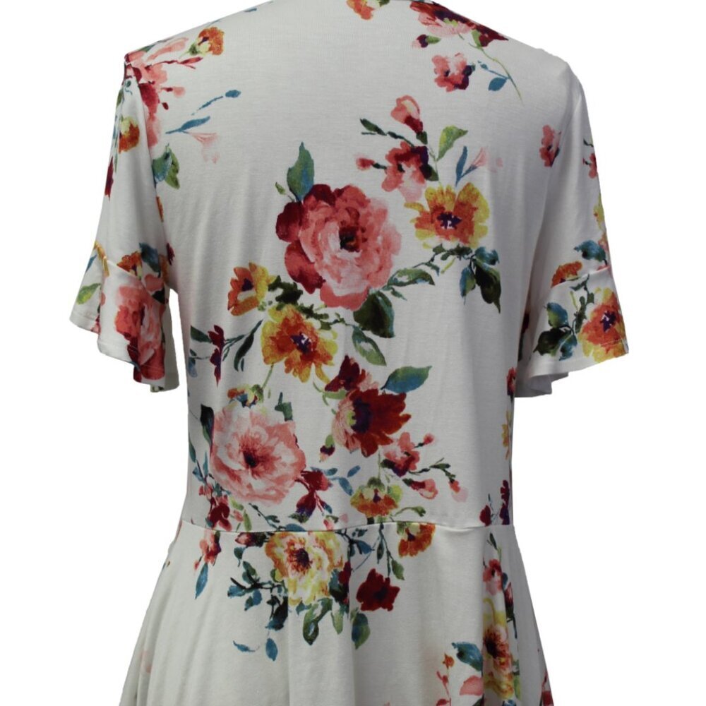 NWT Versona Adorable Floral Print Peplum Rayon Jersey Tee - Picture 2 of 7